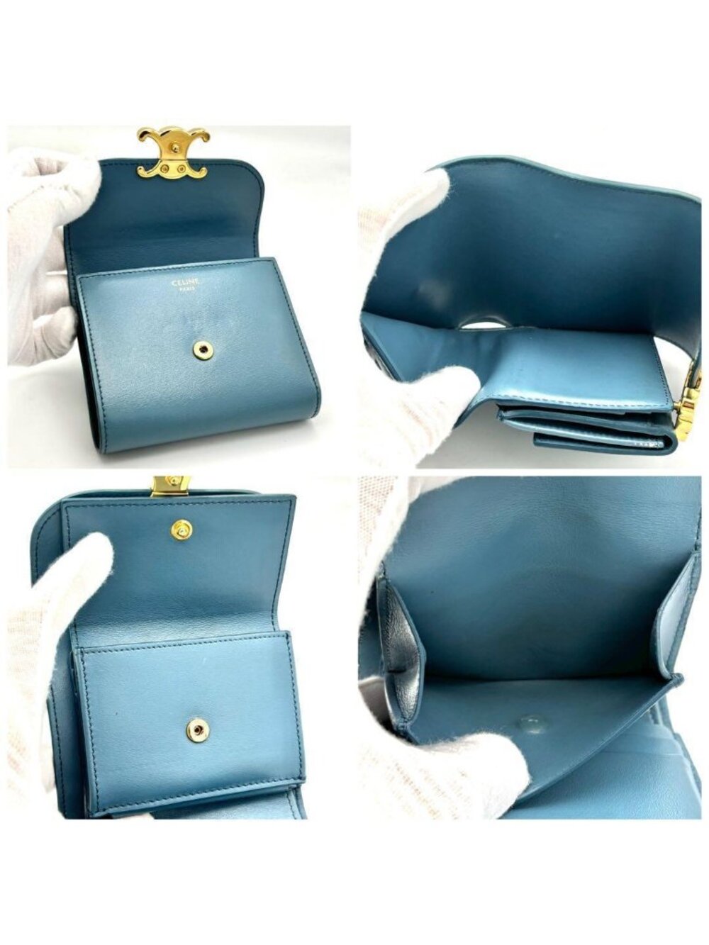 Celine Small Flap Wallet Triomphe Light Blue - Picture 5 of 11